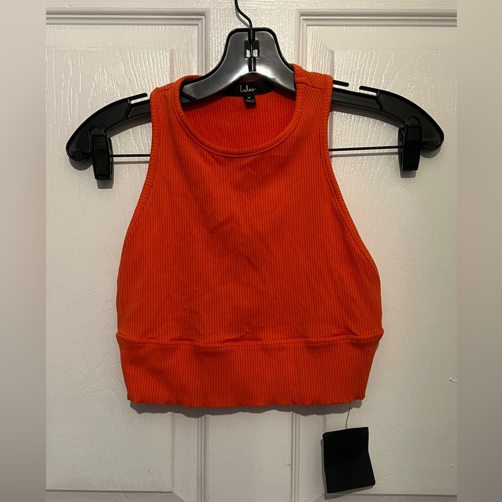 LULUS Women's Red Ribbed Cropped Tank Top Size M NEW